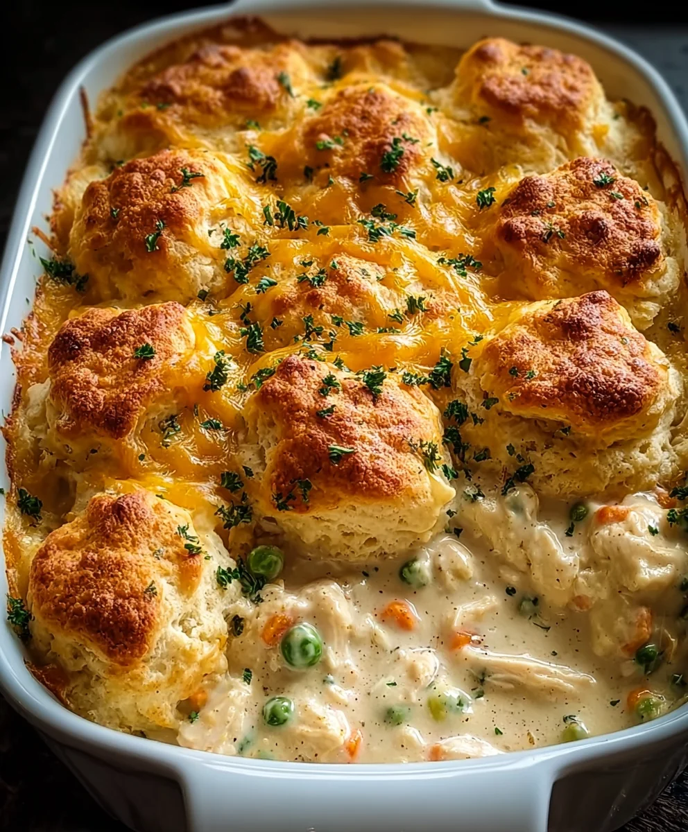 Creamy Chicken Biscuit Bake- Easy Comfort Food