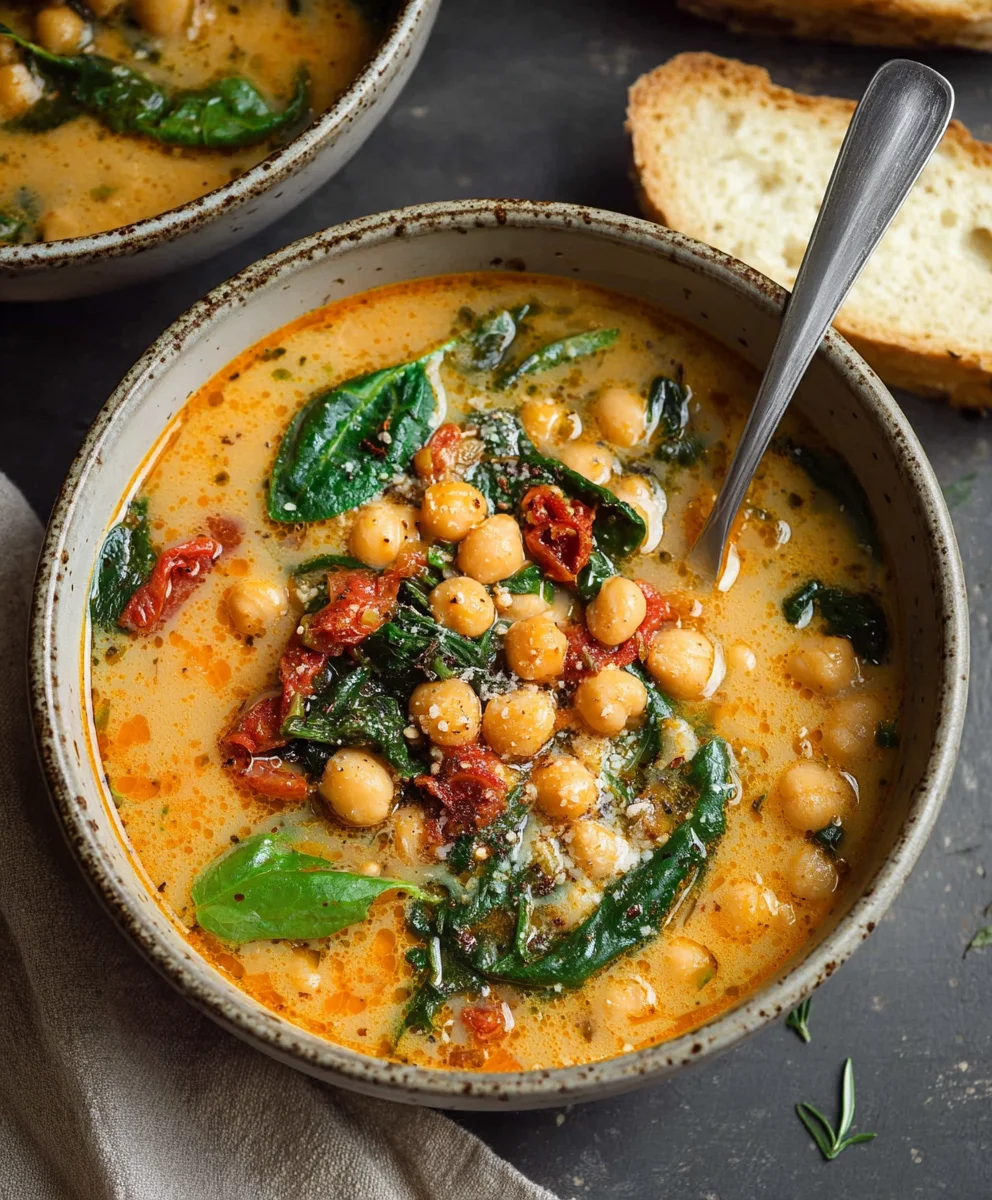 Hearty Tuscan Garbanzo Bean Soup - Simple & Flavorful
