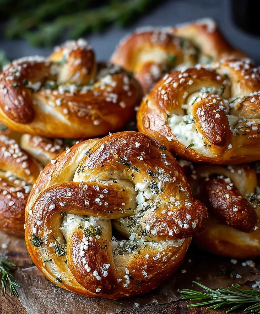 Mozzarella Stuffed Rosemary Pretzels-Easy Recipe