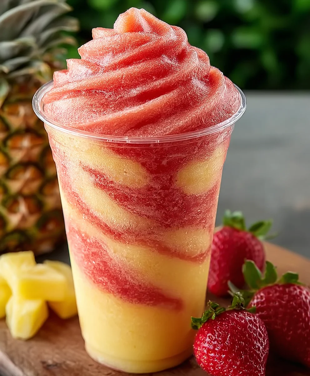 Pineapple Strawberry Swirl Slushie - Refreshing Non-Non-Non-Alcoholic Alternativeic Drink