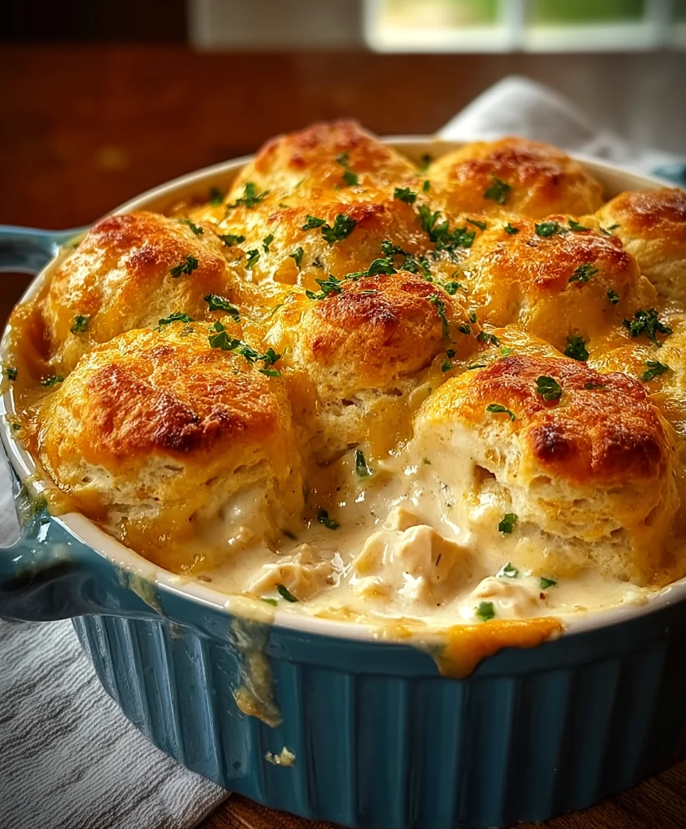 Creamy Chicken Biscuit Bake- Easy Comfort Food
