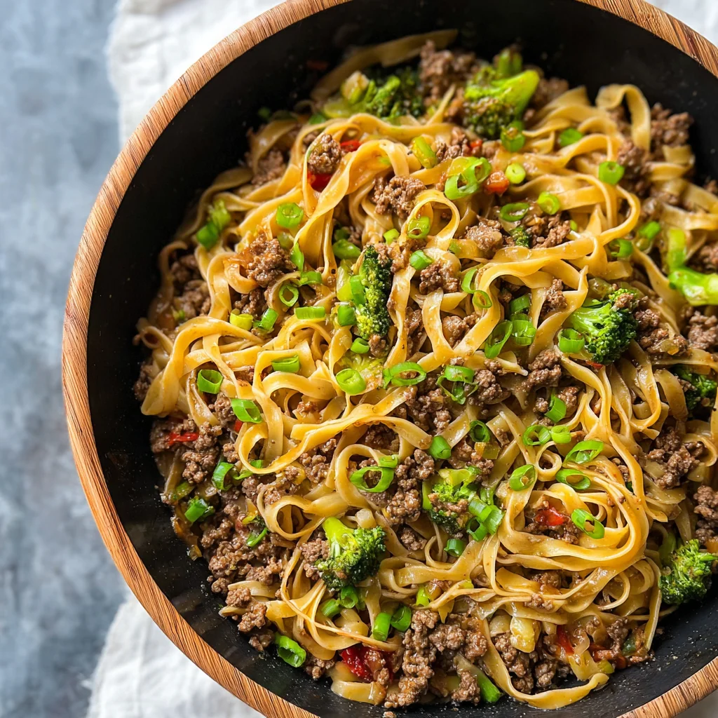 Easy Mongolian Ground Beef Noodles Recipe