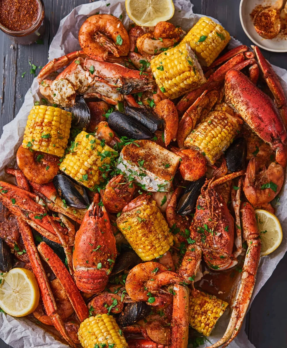 Spicy Cajun Seafood Boil- Homemade Garlic Butter Feast