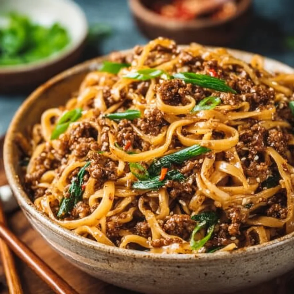 Mongolian Ground Beef Noodles - Quick Easy Recipe