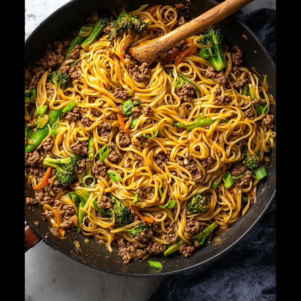 Easy Mongolian Ground Beef Noodles Recipe