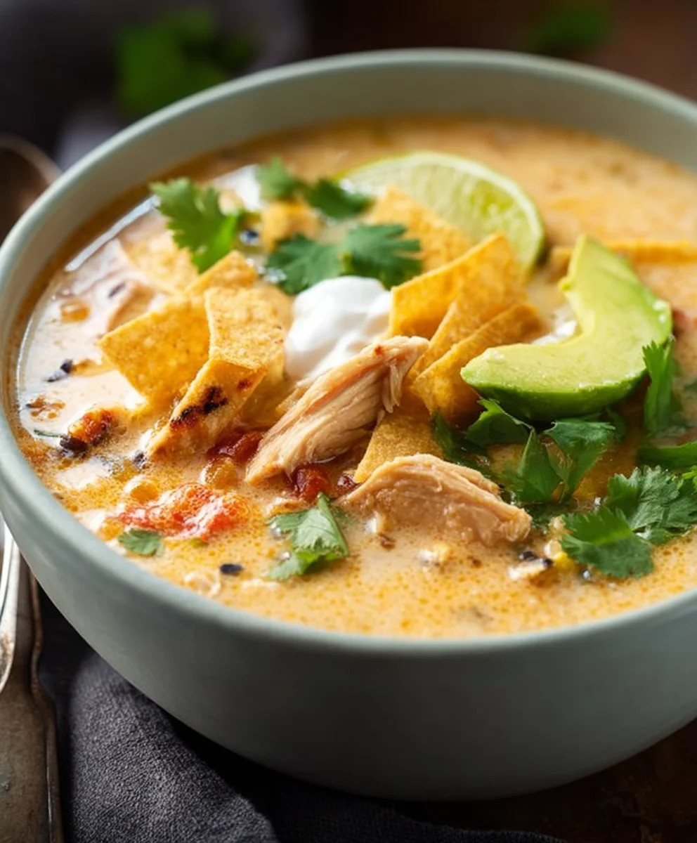 Easy Creamy Chicken Tortilla Soup Recipe