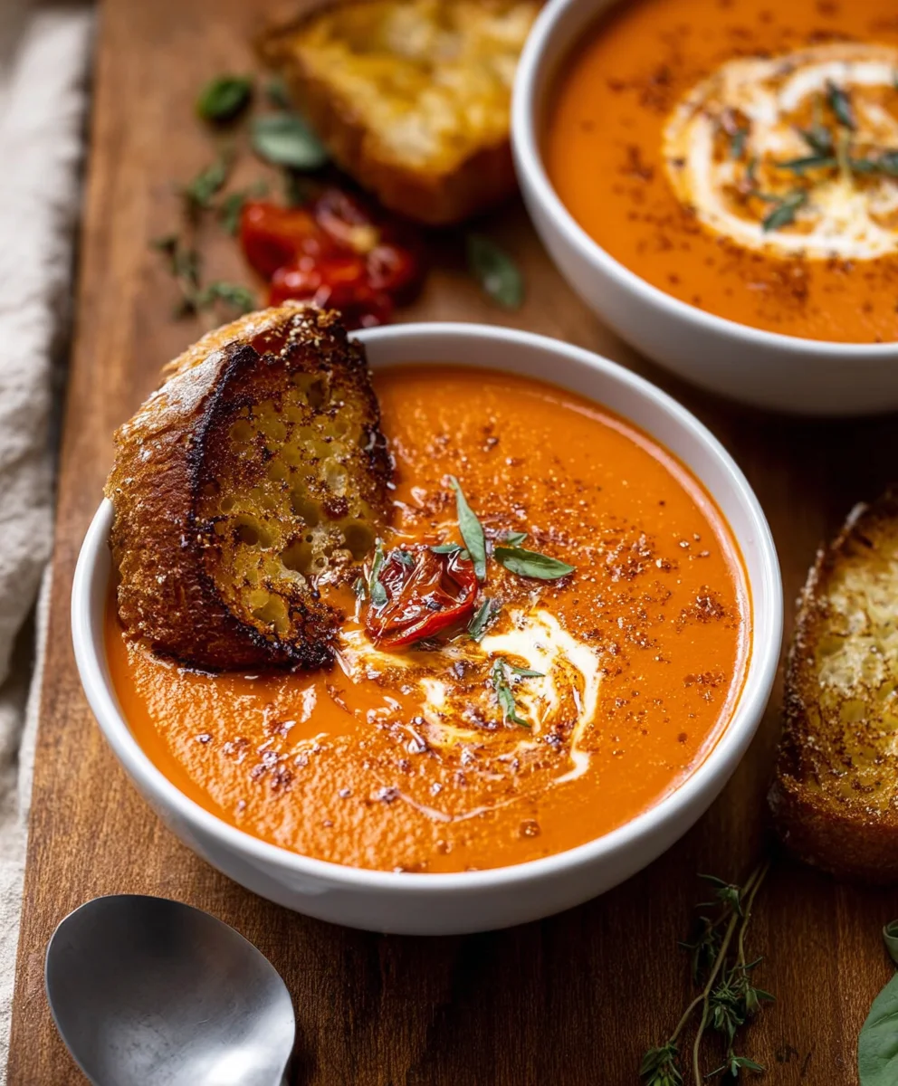 Creamy Roasted Garlic Tomato Soup-Easy Comfort Food