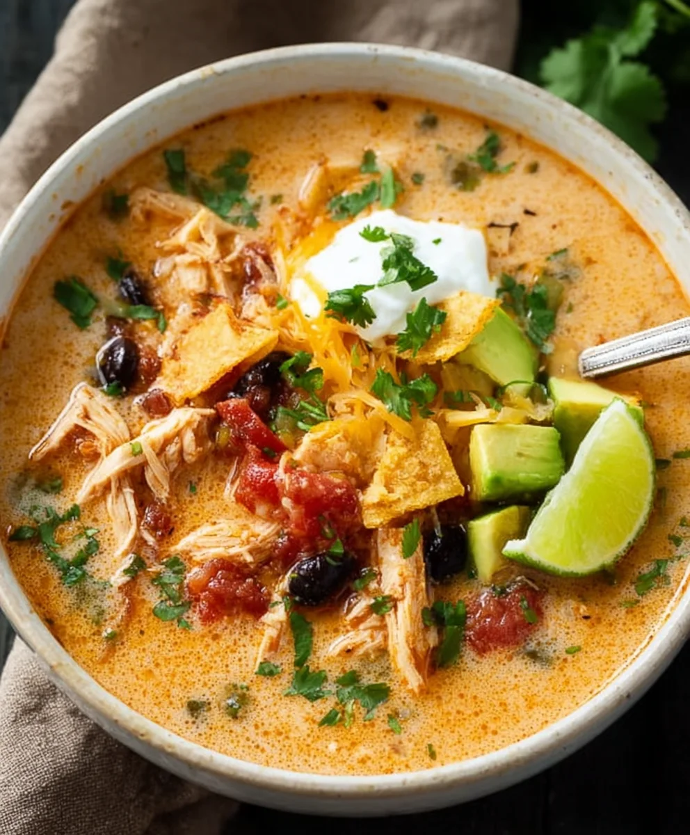 Easy Creamy Chicken Tortilla Soup Recipe
