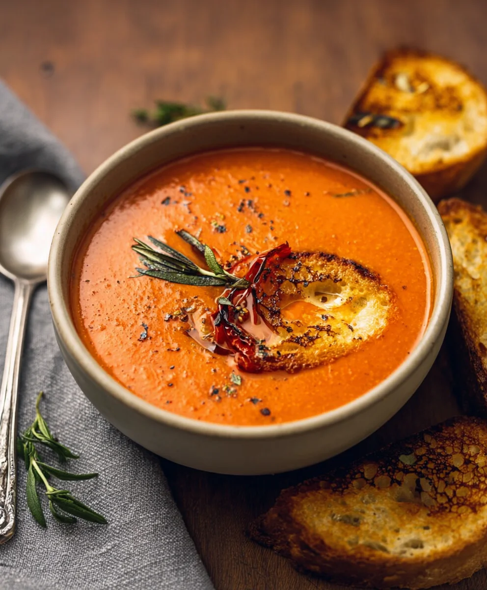 Creamy Roasted Garlic Tomato Soup-Easy Comfort Food