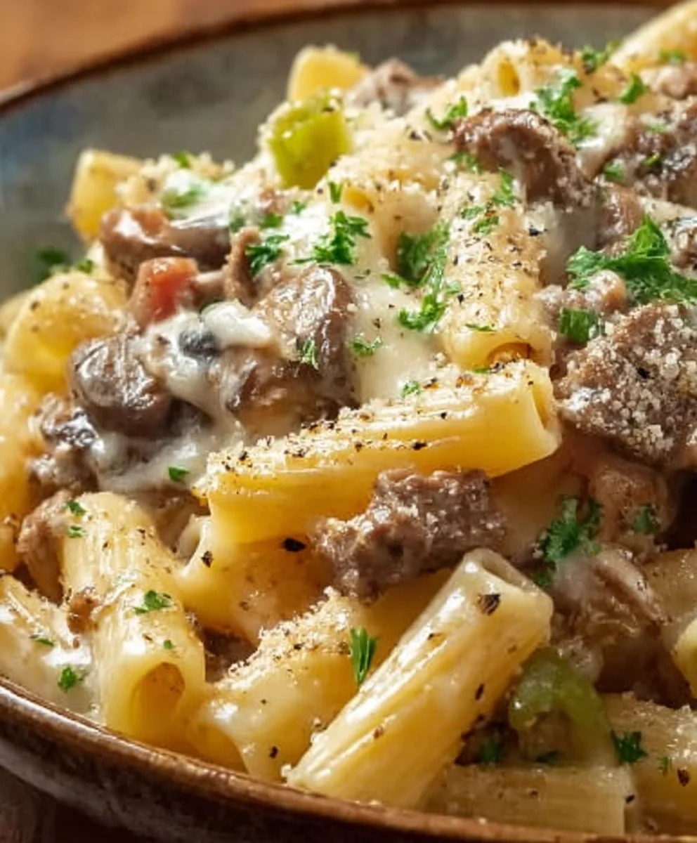 Philly Cheesesteak Pasta-Quick Beef Dinner Recipe