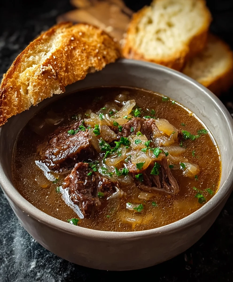French Onion Beef Short Rib Soup - Rich Flavor