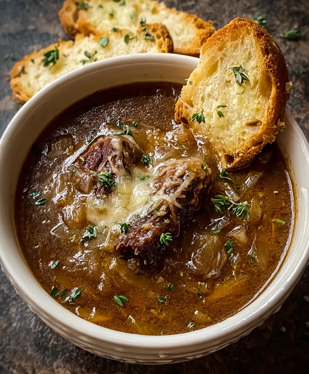 French Onion Beef Short Rib Soup - Rich Flavor