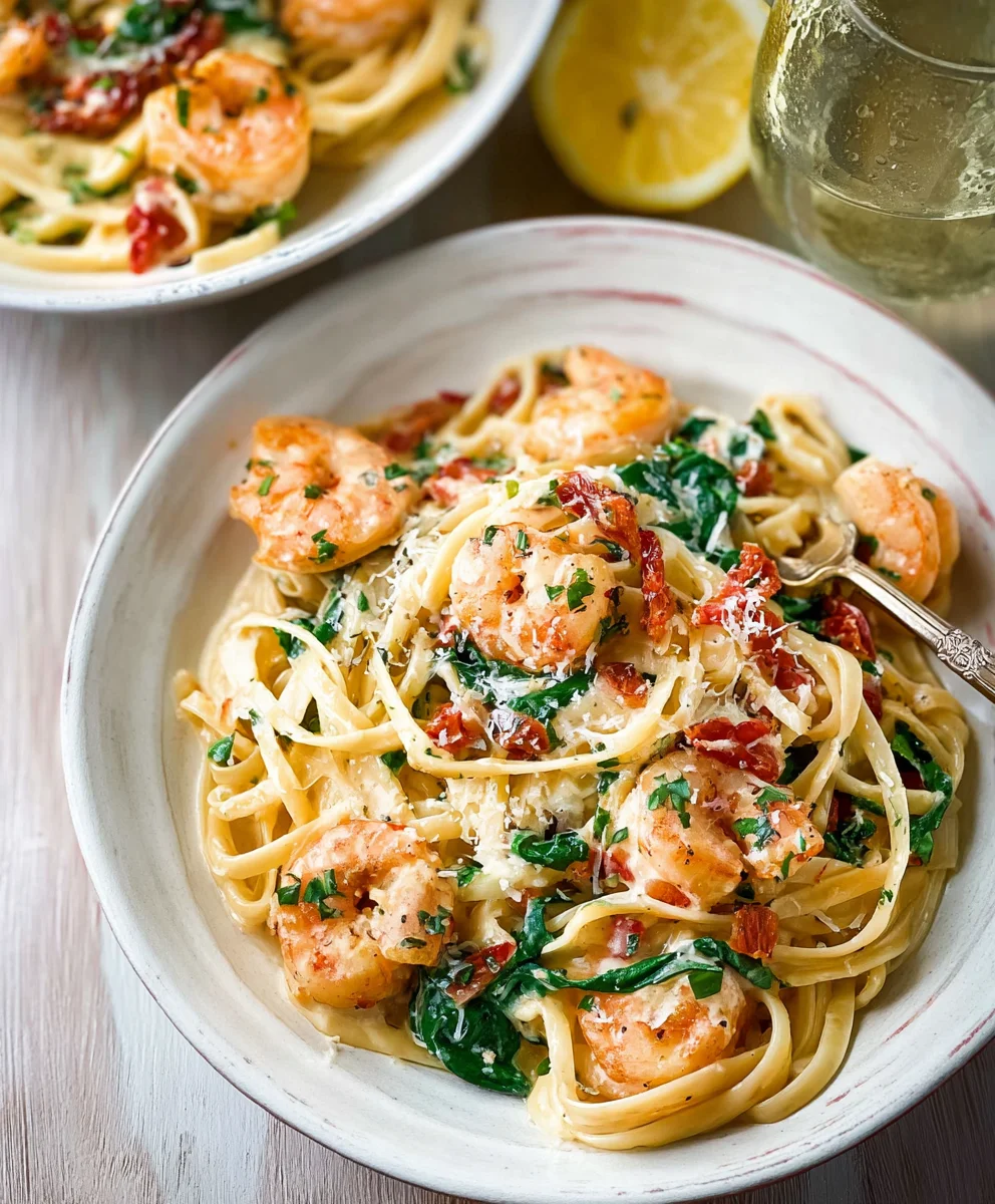 Creamy Tuscan Shrimp Linguine Recipe - Quick & Easy Dinner