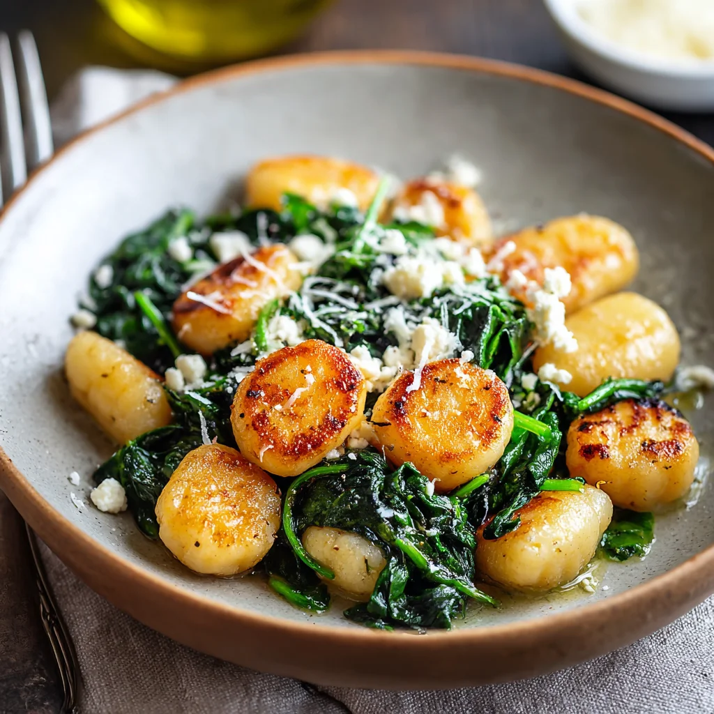 Crispy Gnocchi Spinach Feta Delicious Easy Recipe