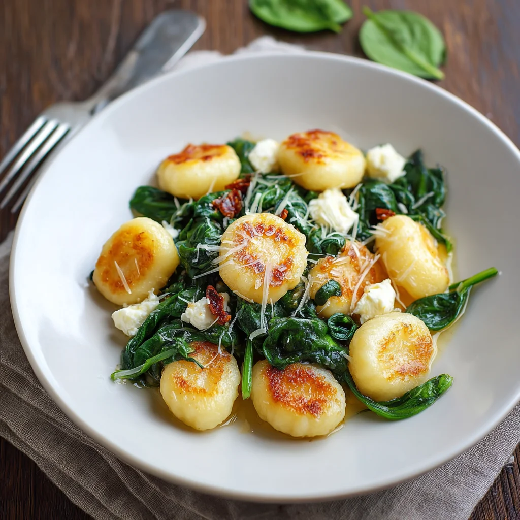 Crispy Gnocchi Spinach Feta Delicious Easy Recipe