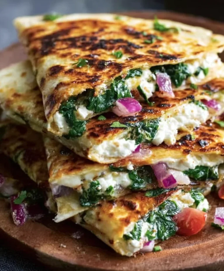 Mediterranean Quesadillas – Spinach Feta Mozzarella