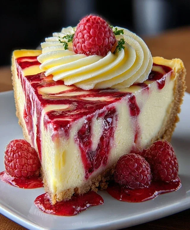 Raspberry Lemon White Chocolate Cheesecake