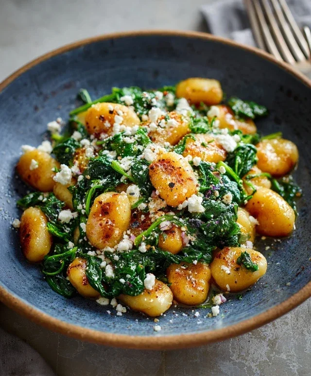 Crispy Gnocchi With Spinach And Feta