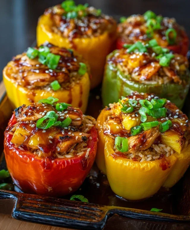 Teriyaki Pineapple Chicken and Rice Stuffed Peppers: A Sweet and Savory Meal