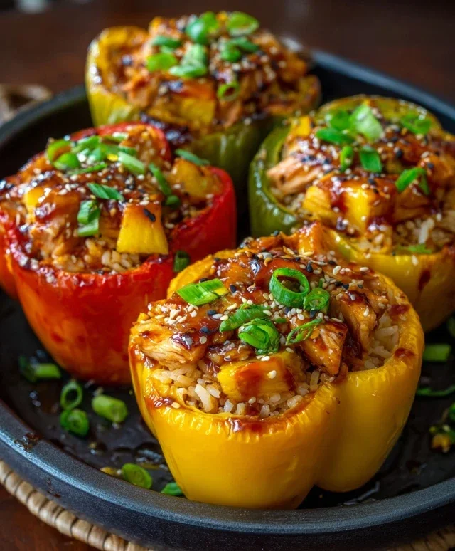 Teriyaki Pineapple Chicken and Rice Stuffed Peppers: A Sweet and Savory Meal